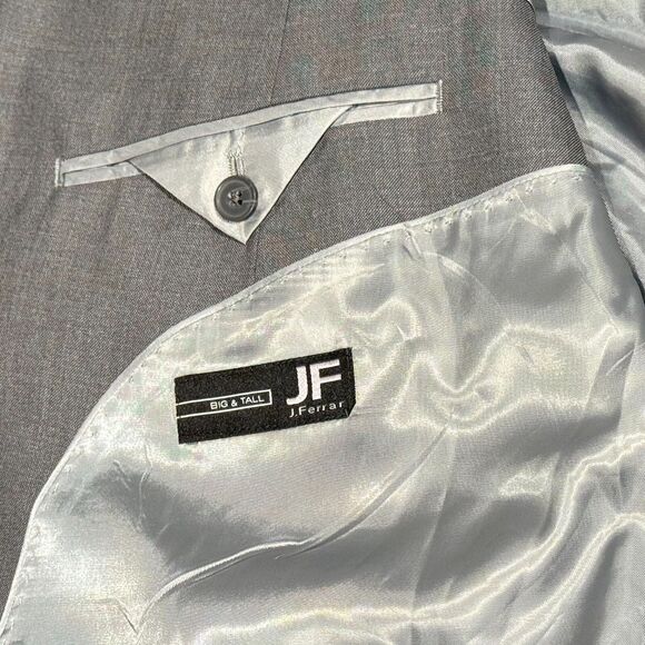 JF J Ferrar Suit Jacket Mens 54X BGLG Gray Sharkskin 2 Button Front Peak Lapel - Picture 7 of 16